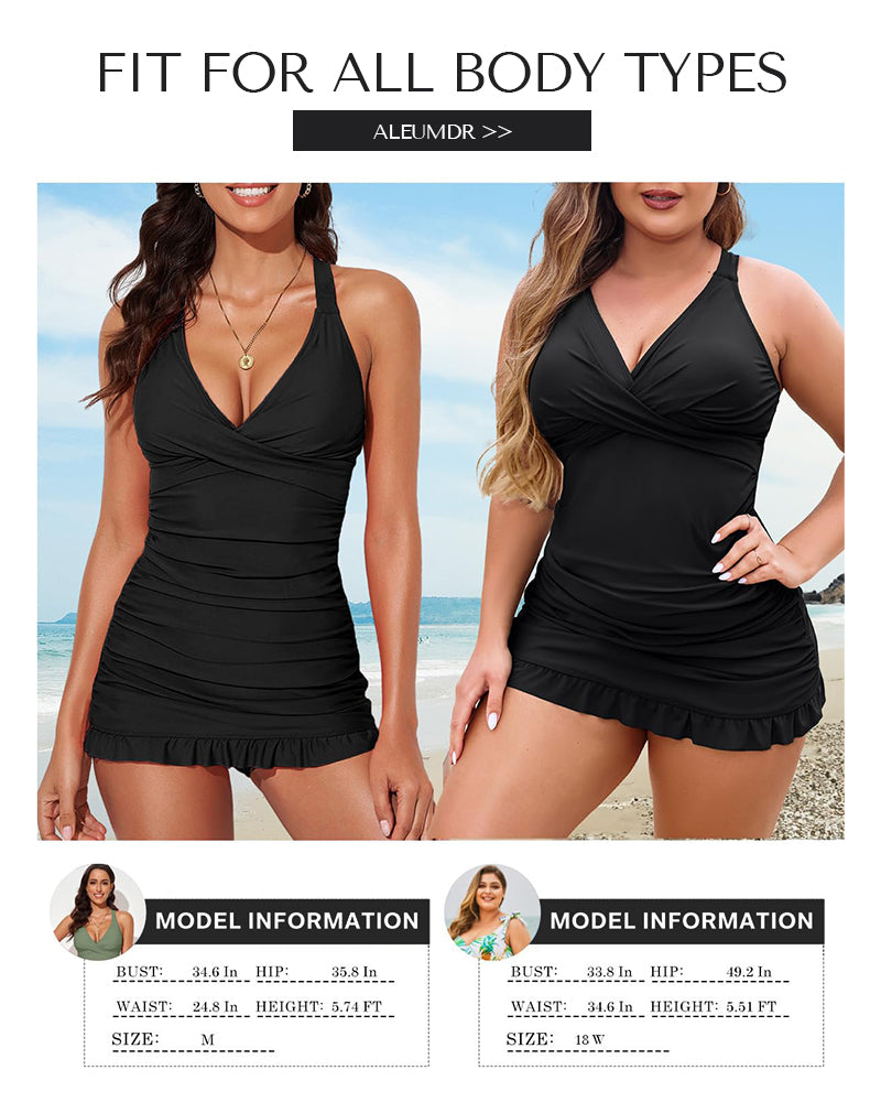 Swimdress – Formender Badeanzug mit Rüschen und Rockdetail